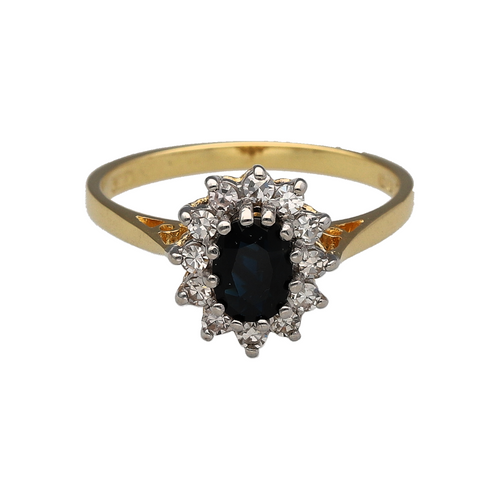 18ct Gold Diamond & Sapphire Set Cluster Ring