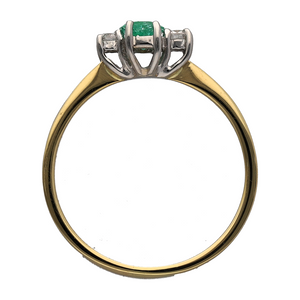 18ct Gold Diamond & Emerald Set Trilogy Ring