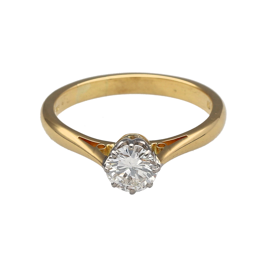 18ct Gold & Diamond Set Solitaire Ring