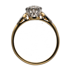 18ct Gold & Platinum Diamond Vintage Style Solitaire Ring