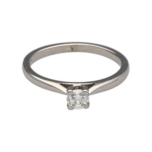 9ct White Gold & Diamond Set Solitaire Ring