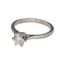 Load image into Gallery viewer, Preowned 18ct White Gold &amp; Diamond Set Solitaire Ring in size M with the weight 3.30 grams. The brilliant cut diamond is approximately 0.46ct with approximate clarity Si and colour M - O
