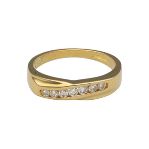 18ct Gold & Diamond Set Crossover Band Ring