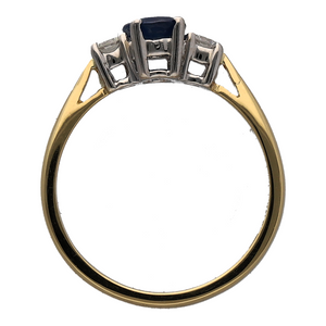 18ct Gold Diamond & Sapphire Set Trilogy Ring