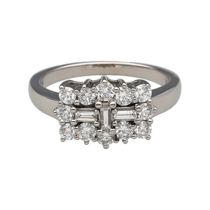 18ct White Gold & Diamond Set Cluster Ring