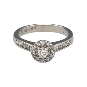 18ct White Gold & Diamond Set Halo Ring