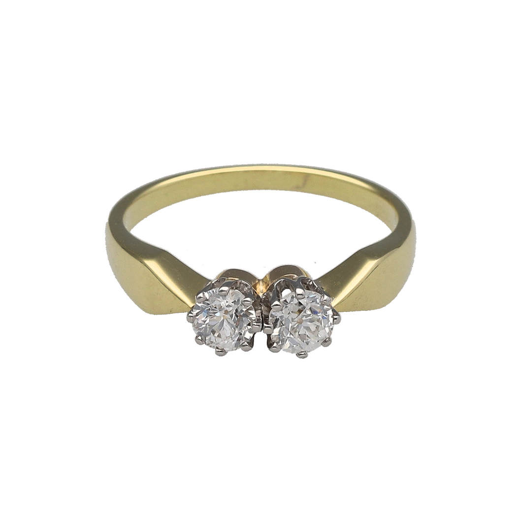 18ct Gold & Diamond Double Stone Set Ring