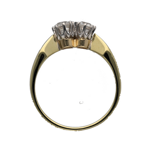 14ct Gold & Diamond Double Stone Set Ring