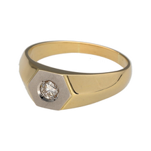 Load image into Gallery viewer, Preowned 18ct Yellow and White Gold &amp; Diamond Set Signet Ring in size W with the weight 7.60 grams. The front of the ring is 8mm high
