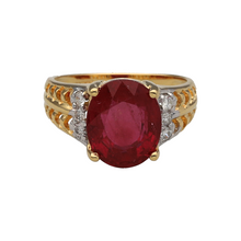 Load image into Gallery viewer, 18ct Gold Diamond &amp; Ruby Set Dress Ring
