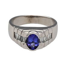 Load image into Gallery viewer, 14ct White Gold Diamond &amp; Tanzanite Set Watch Style Signet Ring
