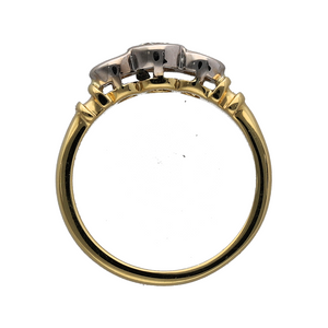 18ct Gold & Diamond Rubover Set Trilogy Ring