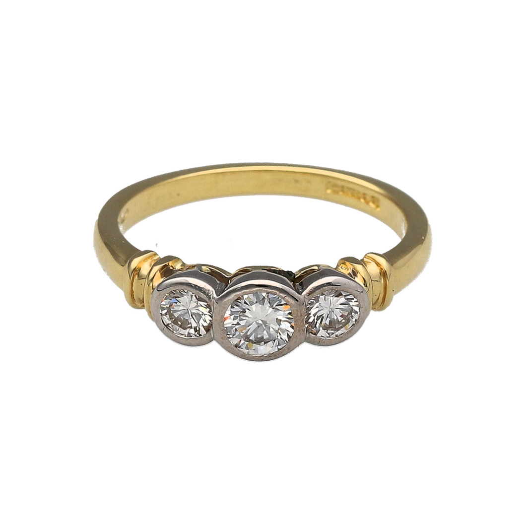 18ct Gold & Diamond Rubover Set Trilogy Ring