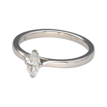 Load image into Gallery viewer, Preowned Platinum &amp; Diamond Marquise Cut Solitaire Ring in size R with the weight 4.90 grams. The diamond is approximately 0.40ct with approximate clarity VS2 and colour K - M
