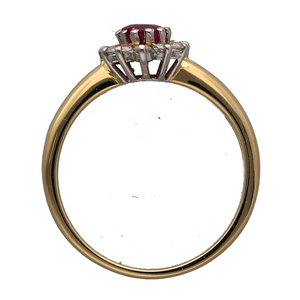 18ct Gold Diamond & Ruby Set Cluster Ring