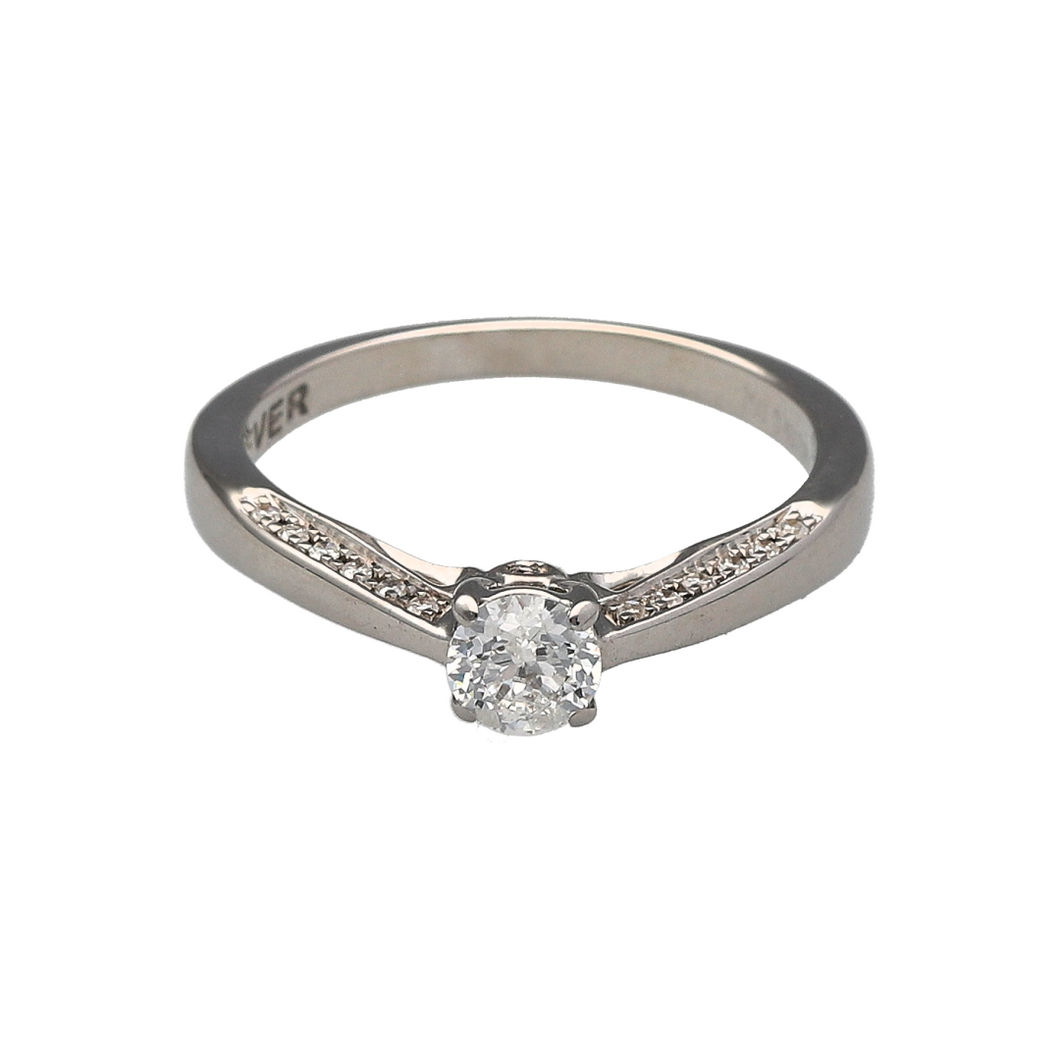 18ct White Gold & Diamond Set Solitaire Ring