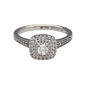 18ct White Gold & Diamond Set Halo Ring