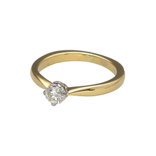 Load image into Gallery viewer, Preowned 18ct Yellow and White Gold &amp; Diamond Set Solitaire Ring in size J with the weight 3 grams. The diamond is approximately 0.25ct
