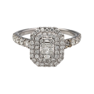 18ct White Gold & Diamond Set Halo Cluster Ring