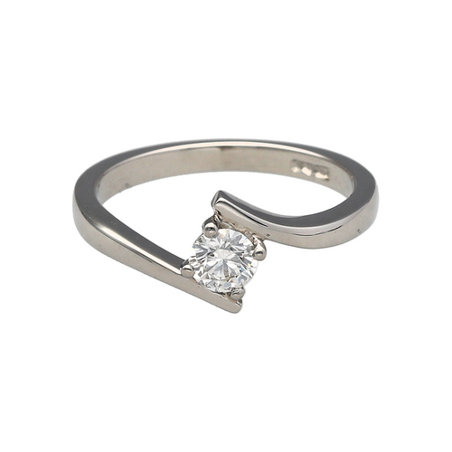 Platinum & Diamond Set Twist Solitaire Ring