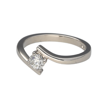 Load image into Gallery viewer, Preowned Platinum &amp; Diamond Set Twist Solitaire Ring in size L with the weight 4.20 grams. The diamond is approximately 0.28ct
