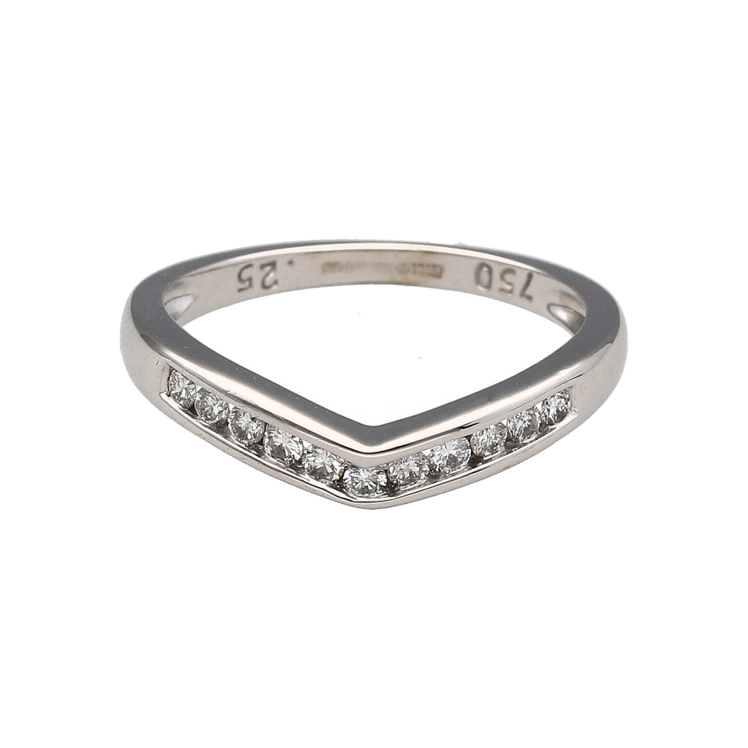 18ct White Gold & Diamond Set Wishbone Ring