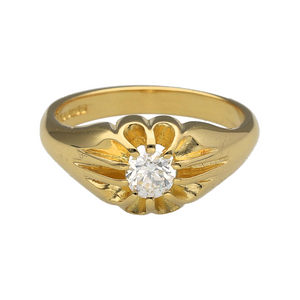 18ct Gold & Diamond Set Vintage Style Signet Ring