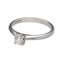 Load image into Gallery viewer, Preowned 18ct White Gold &amp; Diamond Set Solitaire Ring in size P with the weight 3.20 grams. The diamond is approximately 0.37ct
