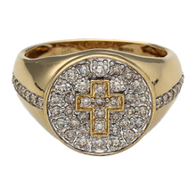 Load image into Gallery viewer, 9ct Gold &amp; Diamond Set Cross Cluster Signet Ring
