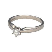 Load image into Gallery viewer, Preowned Platinum &amp; Diamond Set Solitaire Ring in size L to M with the weight 3.90 grams. The diamond is approximately 0.25ct with approximate clarity VS1
