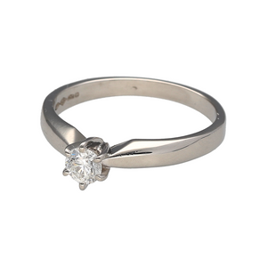 Preowned Platinum & Diamond Set Solitaire Ring in size L to M with the weight 3.90 grams. The diamond is approximately 0.25ct with approximate clarity VS1