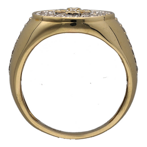 9ct Gold & Diamond Set Cross Cluster Signet Ring