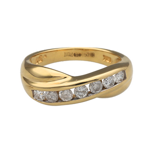 18ct Gold & Diamond Set Crossover Band Ring