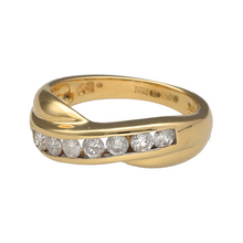 Load image into Gallery viewer, Preowned 18ct Yellow Gold &amp; Diamond Set Crossover Band Ring in size L with the weight 4.40 grams. There is approximately 0.50ct of diamond content set in total
