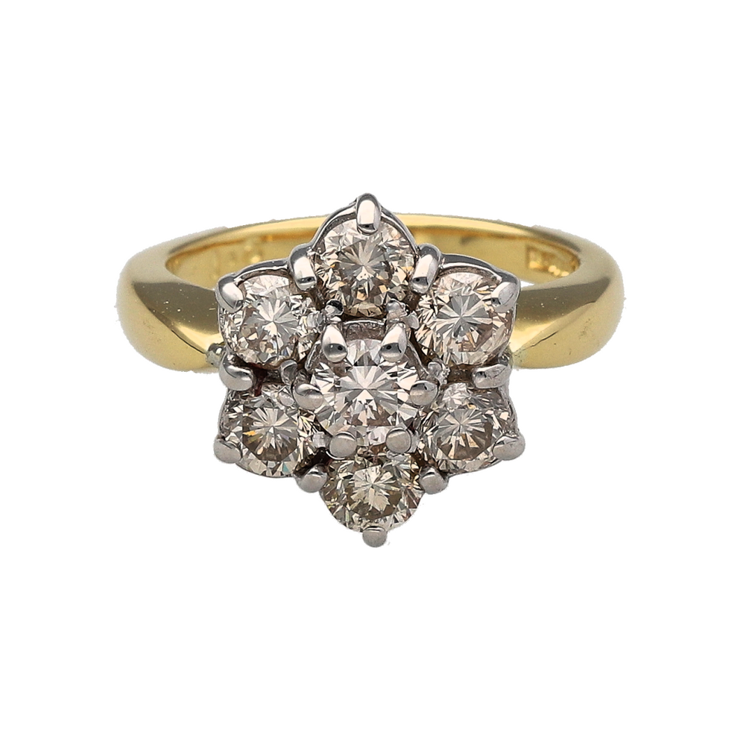 18ct Gold & Diamond Set Flower Cluster Ring