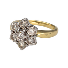 Load image into Gallery viewer, Preowned 18ct Yellow and White Gold &amp; Diamond Set Flower Cluster Ring in size H to I with the weight 6.20 grams. There is approximately 1.5ct of diamond content set in total
