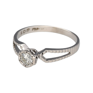 Preowned 18ct White Gold & Diamond Set Solitaire Ring in size M with the weight 1.90 grams. The diamond is approximately 0.15ct