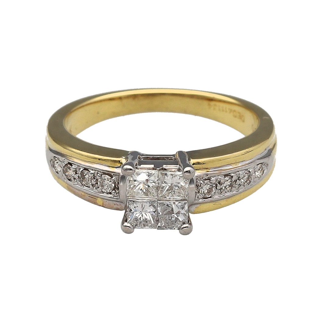 18ct Gold & Diamond Illusion Set Solitaire Ring