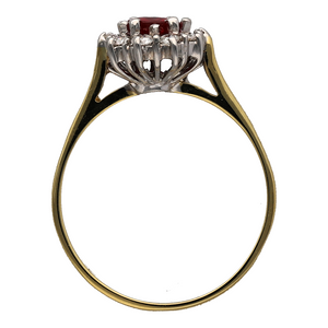 18ct Gold Diamond & Ruby Set Cluster Ring