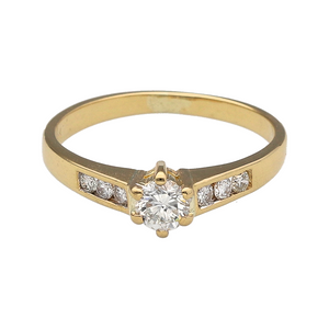 18ct Gold & Diamond Set Solitaire Ring