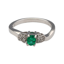 Load image into Gallery viewer, 18ct White Gold Diamond &amp; Emerald Set Ring
