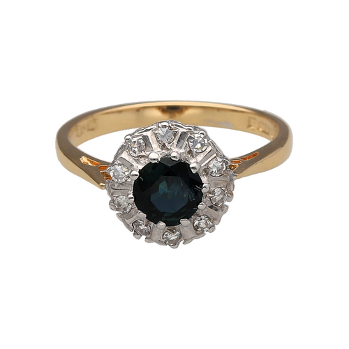 18ct Gold Diamond & Sapphire Set Cluster Ring