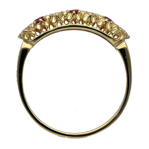 18ct Gold Diamond & Ruby Set Band Ring