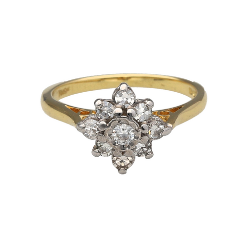 18ct Gold & Diamond Set Flower Cluster Ring