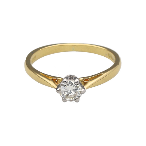 18ct Gold & Diamond Set Solitaire Ring