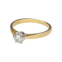 Load image into Gallery viewer, Preowned 18ct Yellow and White Gold &amp; Diamond Set Solitaire Ring in size J with the weight 2.10 grams. The diamond is approximately 0.25ct of diamond content with approximate clarity Si and colour K - M
