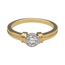 Load image into Gallery viewer, 18ct Gold &amp; Diamond Rubover Set Solitaire Ring
