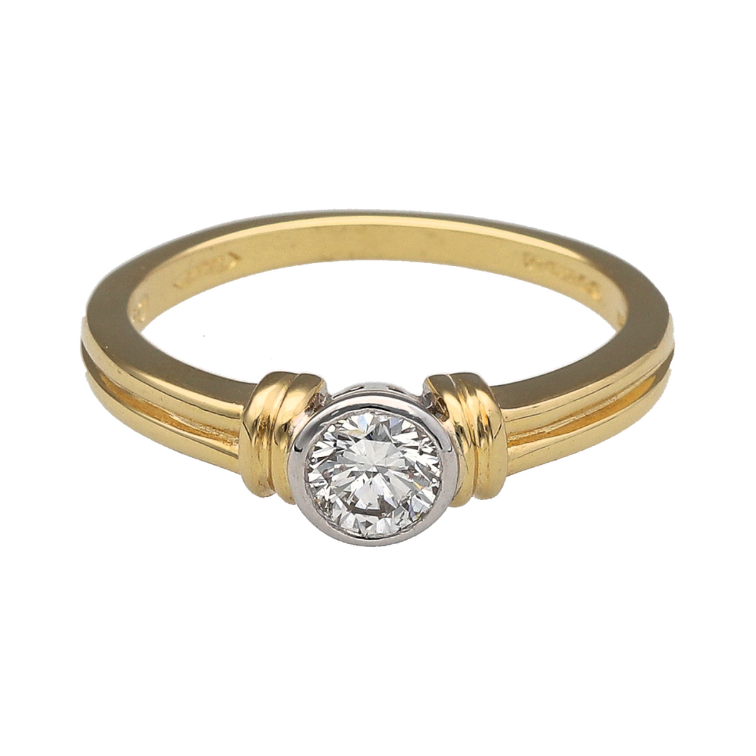 18ct Gold & Diamond Rubover Set Solitaire Ring