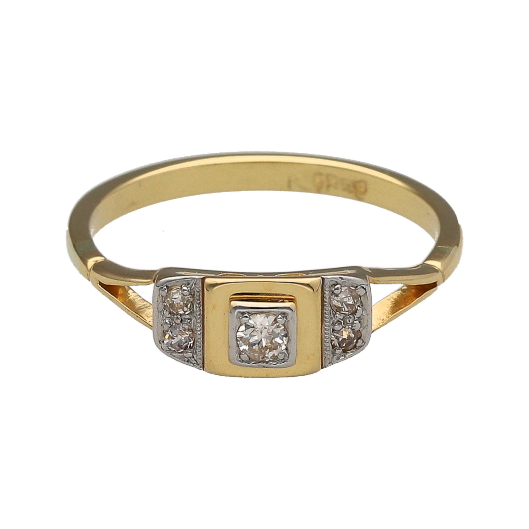 18ct Gold & Diamond Set Vintage Style Ring