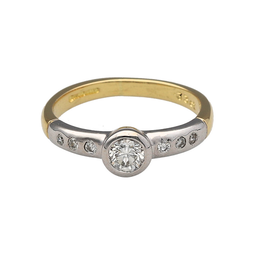 18ct Gold & Diamond Rubover Set Solitaire Ring